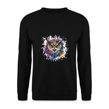 Owl Animal Pop Art Head - Unisex Sweatshirt - black - Front - Alina (178cm) & Michal (187cm)
