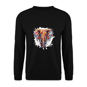 Elephant Animal Pop Art Head - Unisex Sweatshirt - black - Front - Alina (178cm) & Michal (187cm)
