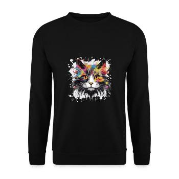 Cat Symbol Animal Pop Art Head - Unisex Sweatshirt - black - Front - Alina (178cm) & Michal (187cm)