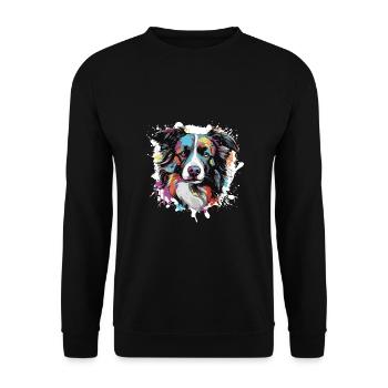 Border Collie chien animal Pop Art tête - Sweat-shirt Unisexe - noir - Devant - Alina (178cm) & Michal (187cm)