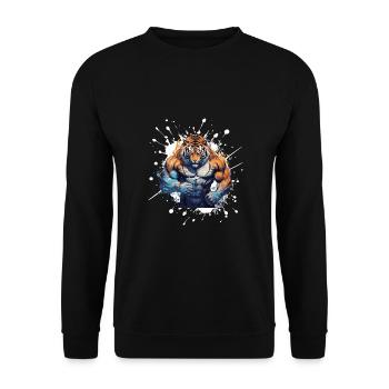 Tiger Muscles Combattant Bête - Sweat-shirt Unisexe - noir - Devant - Alina (178cm) & Michal (187cm)