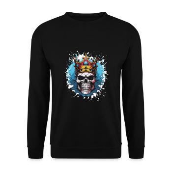 Crâne Roi Couronne Squelette - Sweat-shirt Unisexe - noir - Devant - Alina (178cm) & Michal (187cm)