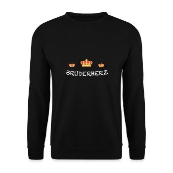 Bruderherz Bruder Geschenk - Unisex Pullover - Schwarz - Vorne - Alina (178cm) & Michal (187cm)