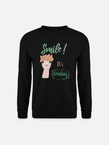 Alpaka Smile, it's friday. Perfekt fürs Büro - Unisex Pullover - Schwarz