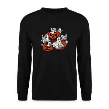 Halloween: Little ghosts with pumpkins - Unisex Sweatshirt - black - Front - Alina (178cm) & Michal (187cm)
