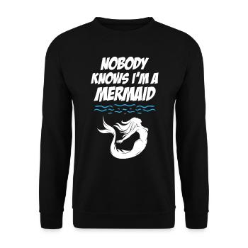 Nobody Knows I Am Mermaid - Unisex Pullover - Schwarz - Vorne - Alina (178cm) & Michal (187cm)