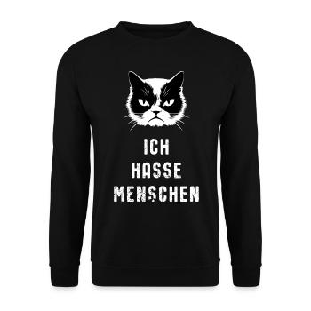 Ich Hasse Menschen - hell - Unisex Pullover - Schwarz - Vorne - Alina (178cm) & Michal (187cm)