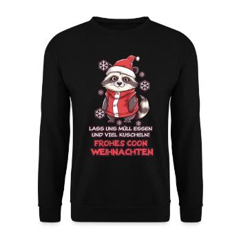 Lass Uns Müll Essen Und Kuscheln - Unisex Pullover - Schwarz - Vorne - Alina (178cm) & Michal (187cm)