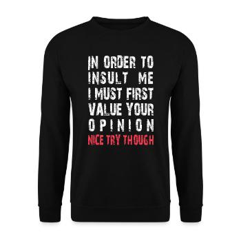 Drôle pour m’offenser blague sarcastique - Sweat-shirt Unisexe - noir - Devant - Alina (178cm) & Michal (187cm)
