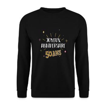 joyeux anniversaire 50 ans cadeau humour - Sweat-shirt Unisexe - noir - Devant - Alina (178cm) & Michal (187cm)