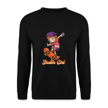 Skaterin Mädchen Skateboard Skateboarderin - Unisex Pullover - Schwarz - Vorne - Alina (178cm) & Michal (187cm)