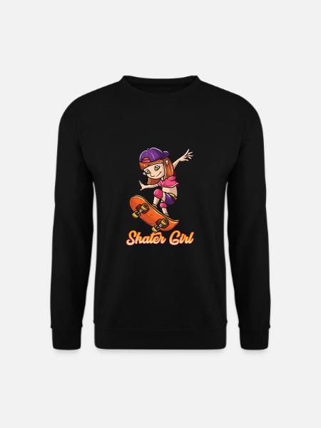 Skater Girl Skateboard Skateboarder Graphics - Unisex Sweatshirt - black
