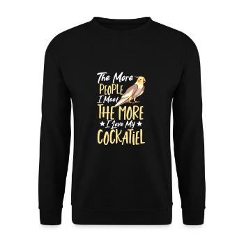 Amoureuse des perroquets, maman calopsitte - Sweat-shirt Unisexe - noir - Devant - Alina (178cm) & Michal (187cm)
