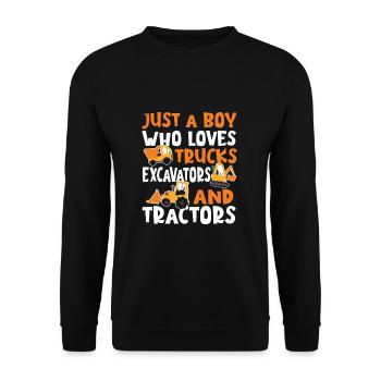 Just a boy who drives trucks, excavators and tractors - Unisex Sweatshirt - black - Front - Alina (178cm) & Michal (187cm)