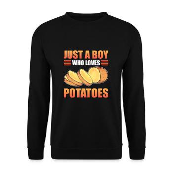 Just a boy who loves potatoes - Unisex Sweatshirt - black - Front - Alina (178cm) & Michal (187cm)