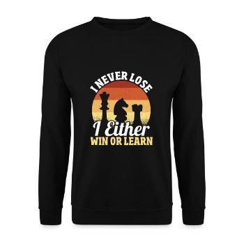Ich verliere nie Ich gewinne oder lerne - Unisex Pullover - Schwarz - Vorne - Alina (178cm) & Michal (187cm)