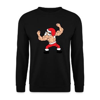 Lustiger Weihnachtsmann Santa Claus Weihnachten - Unisex Pullover - Schwarz - Vorne - Alina (178cm) & Michal (187cm)
