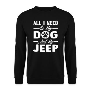 Tout ce dont j’ai besoin, c’est de mon chien et de mes jeeps - Sweat-shirt Unisexe - noir - Devant - Alina (178cm) & Michal (187cm)