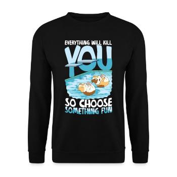 Meerschweinchen Turmspringen Schwimmen - Unisex Pullover - Schwarz - Vorne - Alina (178cm) & Michal (187cm)