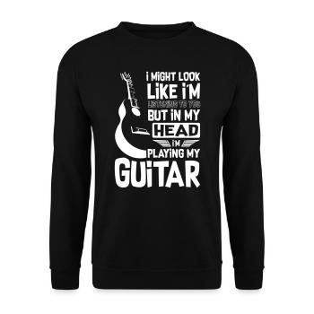 Funny Guitar player - Unisex Pullover - Schwarz - Vorne - Alina (178cm) & Michal (187cm)
