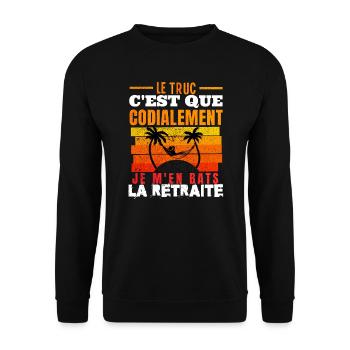 Le truc c'est que cordialement.. la retraite - Sweat-shirt Unisexe - noir - Devant - Alina (178cm) & Michal (187cm)