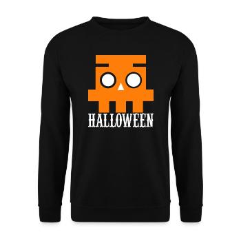 Halloween T-Shirts, Feiertags-Weihnachtshemd, Kürb - Unisex Pullover - Schwarz - Vorne - Alina (178cm) & Michal (187cm)