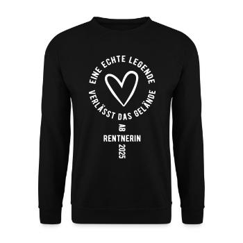 Eine echte Legende - Rentnerin ab 2025 - Ruhestand - Unisex Pullover - Schwarz - Vorne - Alina (178cm) & Michal (187cm)