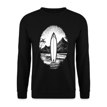 Planche de surf - Vagues - Surf - Plage - Palmiers - Sweat-shirt Unisexe - noir - Devant - Alina (178cm) & Michal (187cm)