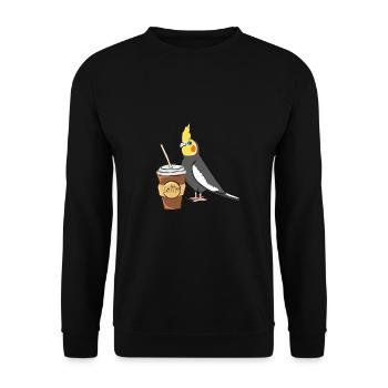 Cockatiel with coffee - Unisex Sweatshirt - black - Front - Alina (178cm) & Michal (187cm)