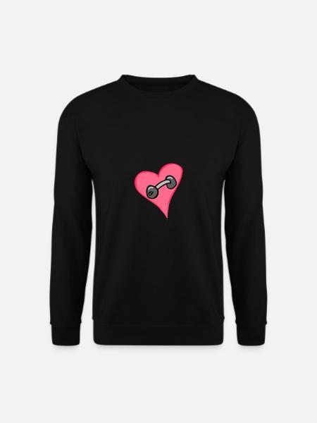 Herz - Lustig - Hantel - Unisex Pullover - Schwarz