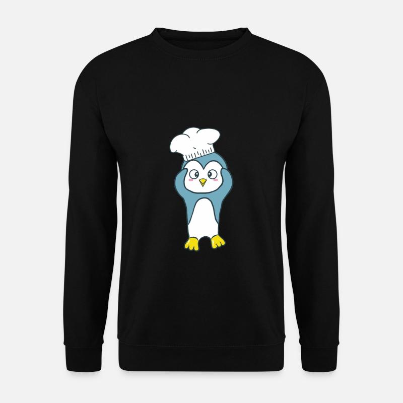 Pinguin mit einer Kochmütze - Unisex Pullover - Schwarz