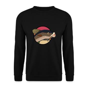 vintage retro fishhead angler motif - Unisex Sweatshirt - black - Front - Alina (178cm) & Michal (187cm)