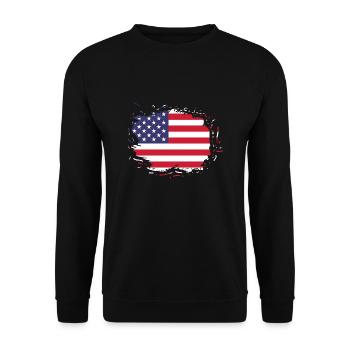 Amerikanische Flagge Retro US Amerika USA - Unisex Pullover - Schwarz - Vorne - Alina (178cm) & Michal (187cm)