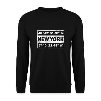 Coordonnées New York États-Unis New York - Sweat-shirt Unisexe - noir - Devant - Alina (178cm) & Michal (187cm)