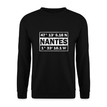 Nantes Coordonnées Ville France Nantes - Sweat-shirt Unisexe - noir - Devant - Alina (178cm) & Michal (187cm)