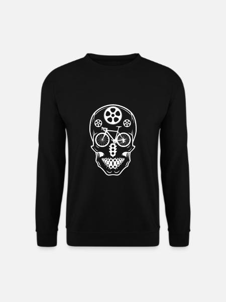 Fahrrad Totenkopf Bike Zahnrad Geschenk BMX MTB - Unisex Pullover - Schwarz