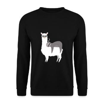 Sloth sleeps on alpaca lama t-shirt gift - Unisex Sweatshirt - black - Front - Alina (178cm) & Michal (187cm)