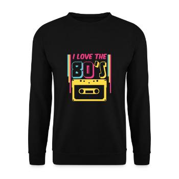 80s outfit | " I Love The 80s " - Unisex Sweatshirt - black - Front - Alina (178cm) & Michal (187cm)
