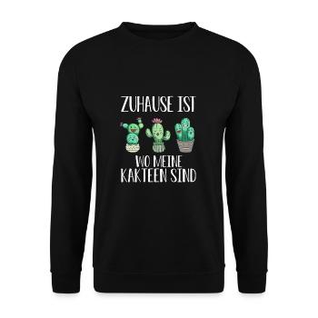 Zuhause Ist Wo Meine Kakteen Sind | Kaktus Pflanze - Unisex Pullover - Schwarz - Vorne - Alina (178cm) & Michal (187cm)