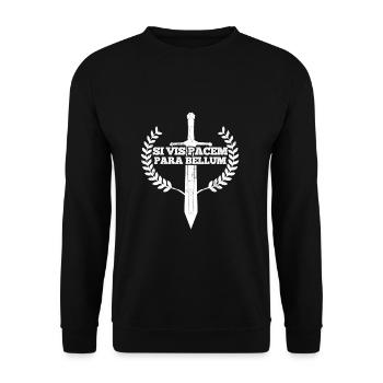 Krieg Friede Latein Zitat Si Vis Pacem Para Bellum - Unisex Pullover - Schwarz - Vorne - Alina (178cm) & Michal (187cm)