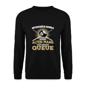 Billard Herren Pool Snooker Spruch Alter Mann pool - Unisex Pullover - Schwarz - Vorne - Alina (178cm) & Michal (187cm)