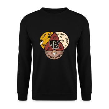 Answer Physics Mathematics Saying Universe - Unisex Sweatshirt - black - Front - Alina (178cm) & Michal (187cm)