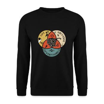 Answer Physics Mathematics Saying Universe - Unisex Sweatshirt - black - Front - Alina (178cm) & Michal (187cm)