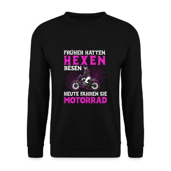Witches Motorcycles Bsen Spiders Humor Saying - Unisex Sweatshirt - black - Front - Alina (178cm) & Michal (187cm)
