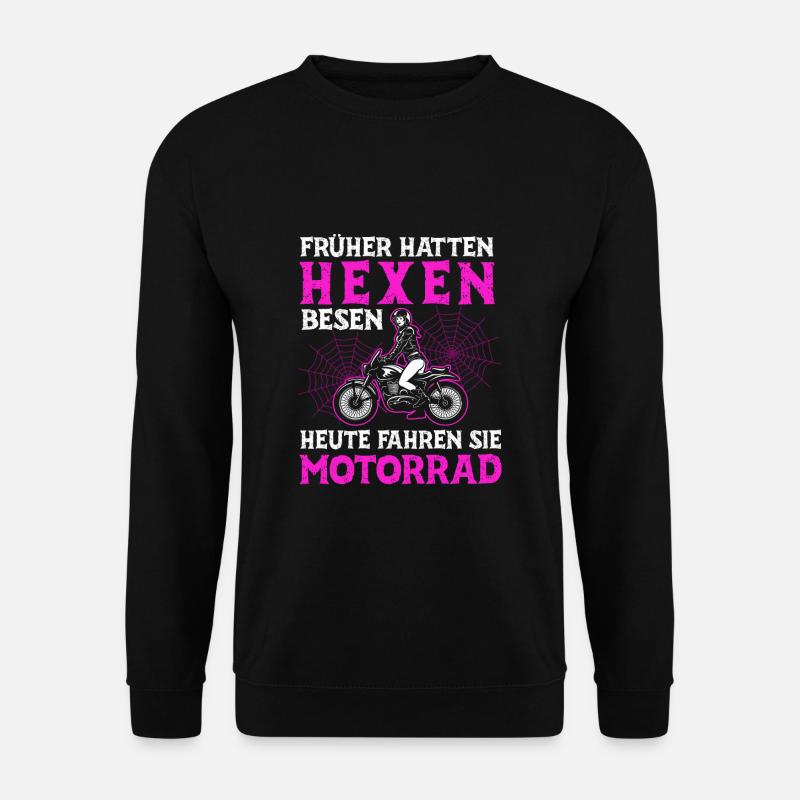 Hexen Motorräder Besen Spinnen Humor Spruch - Unisex Pullover - Schwarz