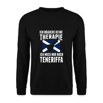 Therapie Teneriffa Reise Urlaub Spruch Erholung - Unisex Pullover - Schwarz - Vorne - Alina (178cm) & Michal (187cm)
