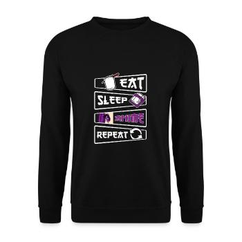 Anime Eating Sleep Repeat Saying Kawaii - Unisex Sweatshirt - black - Front - Alina (178cm) & Michal (187cm)