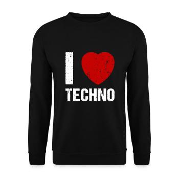 I love Techno Heart Techno House Rave Music - Unisex Sweatshirt - black - Front - Alina (178cm) & Michal (187cm)