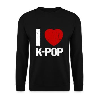 I love K-Pop Musik Herz - Unisex Pullover - Schwarz - Vorne - Alina (178cm) & Michal (187cm)