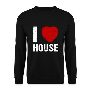 I love House Techno House Music Fan - Unisex Sweatshirt - black - Front - Alina (178cm) & Michal (187cm)